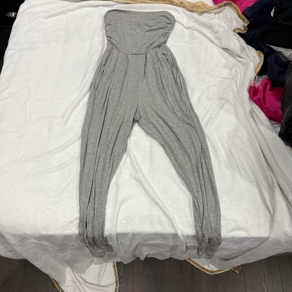Heart Hips Gray Casual Strapless Jumpsuit